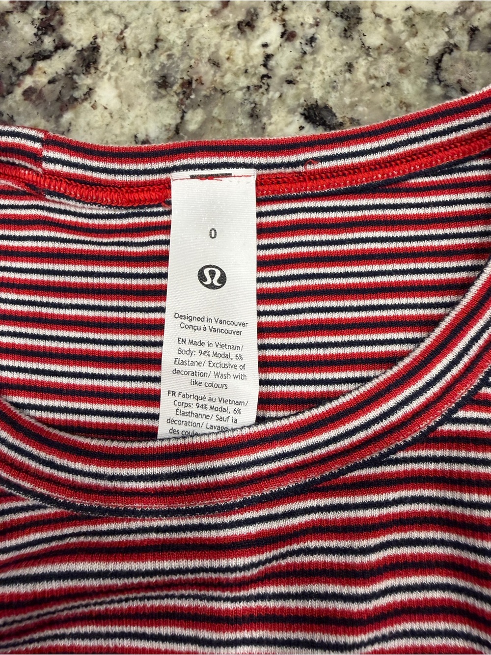 lululemon athletica Hold Tight Long Sleeve - Red, White, Black Stripe - Picture 2 of 3